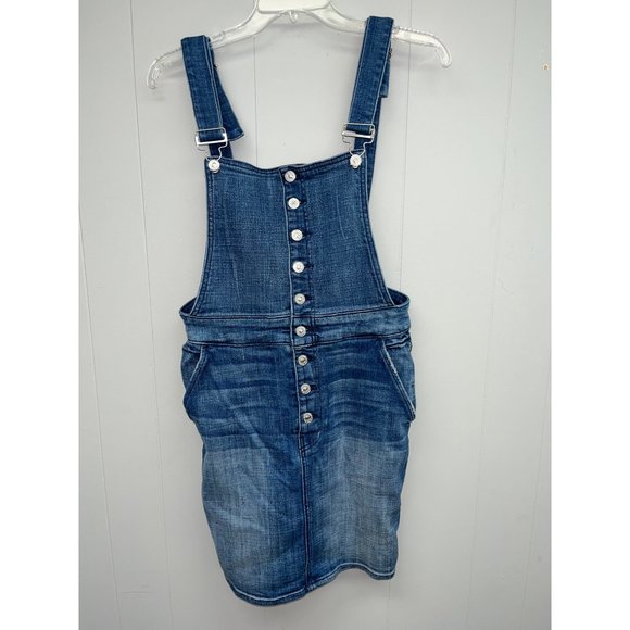 7 for all mankind‎ button front overall denim jean dress Size 27 y2k - Picture 1 of 9